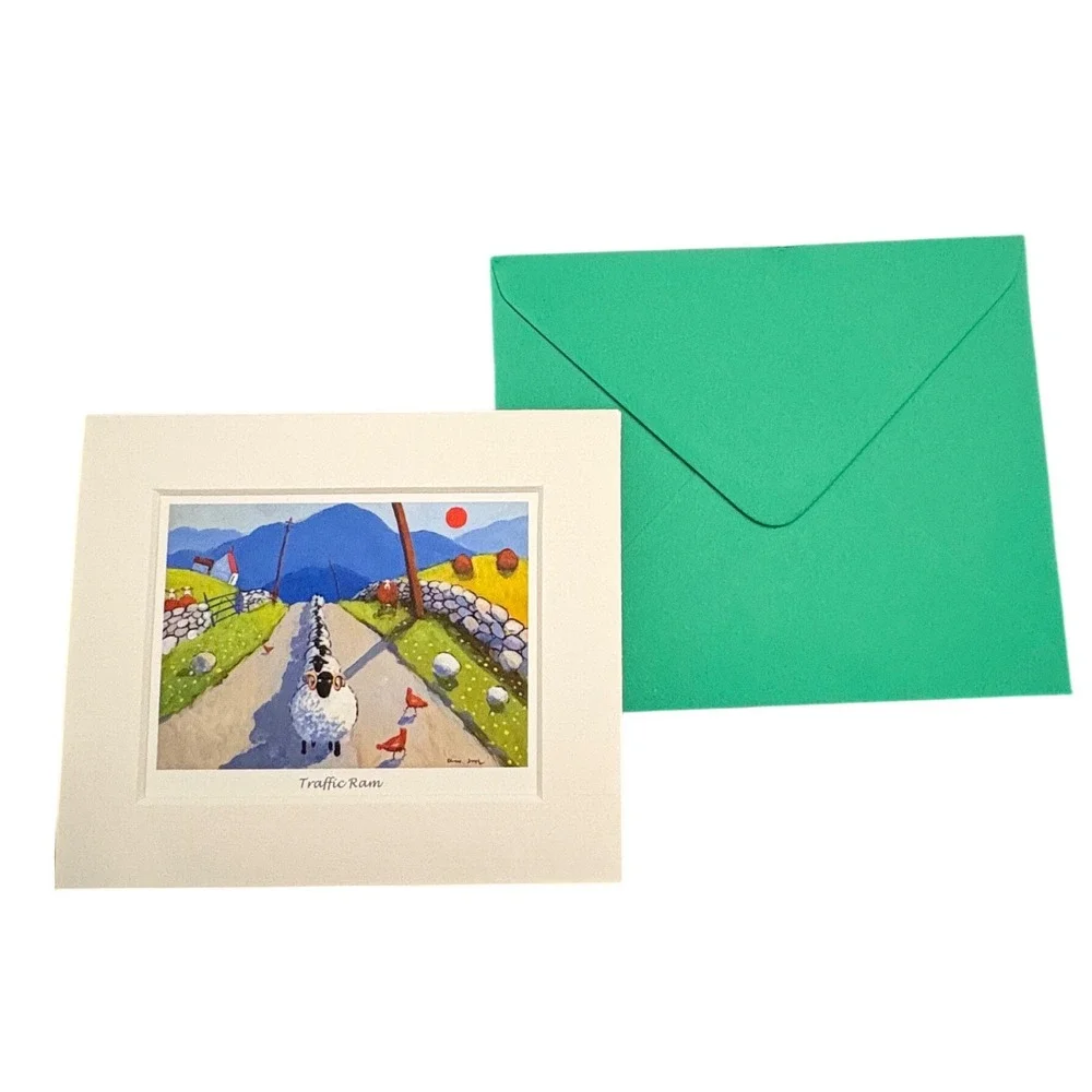 Thomas Joseph Traffic‎ Ram Whimsical Sheep Greeting Card Mated TJ110 New Ireland
